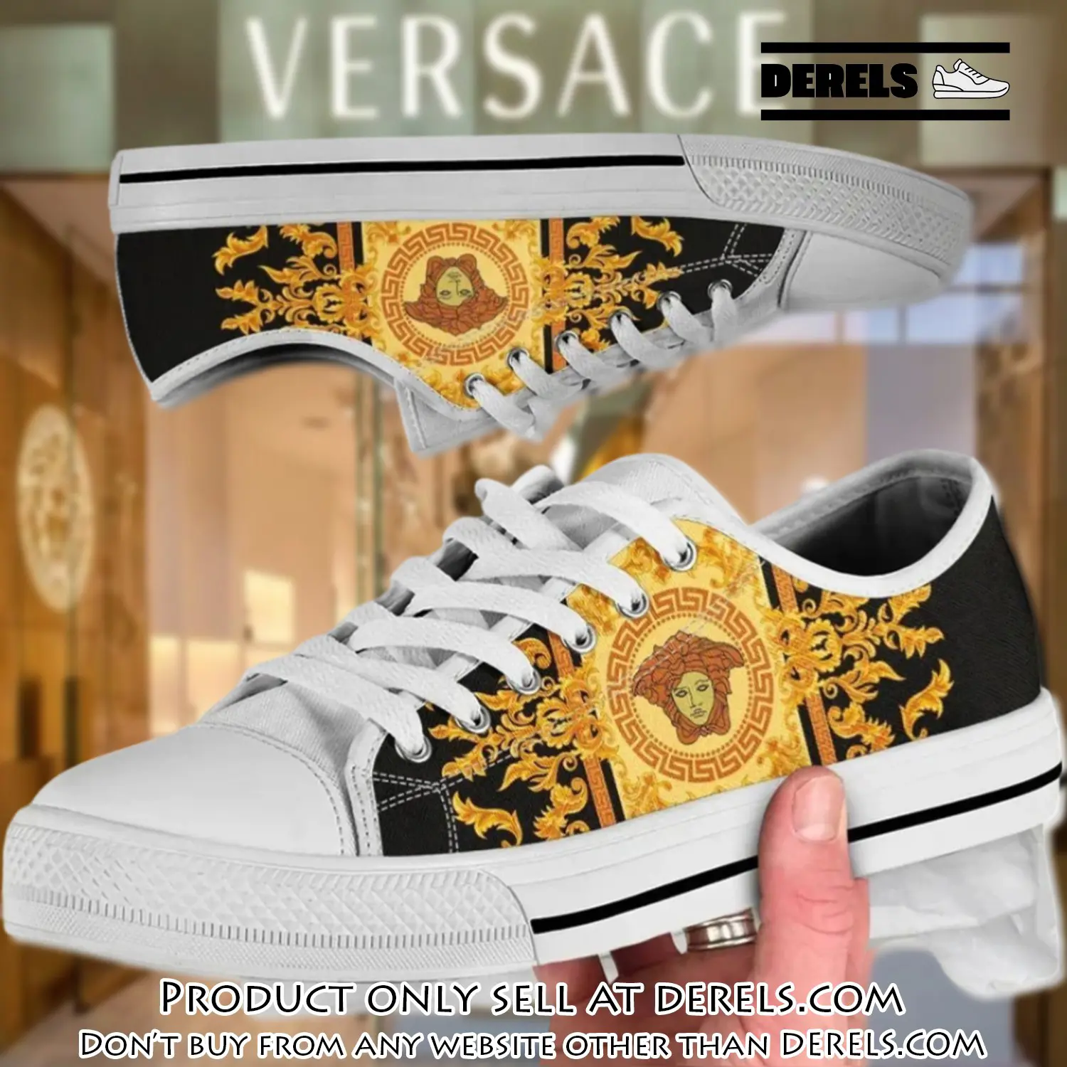 Versace medusa black gold low top canvas shoes luxury brand gifts for men women dr2033993